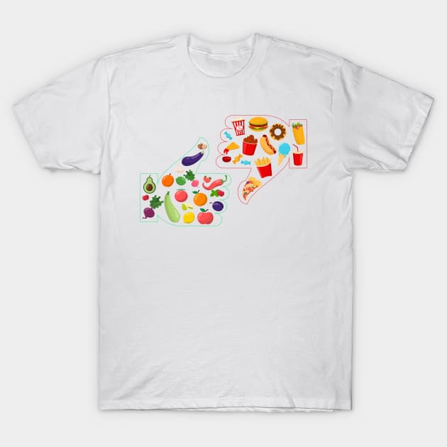 healthy vs junk food T-Shirt by Mako Design 